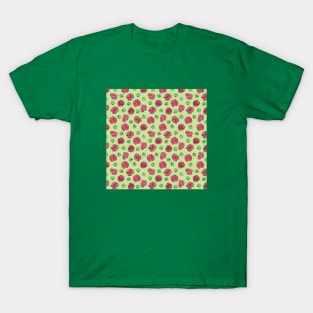 Poppies flowers and seeds pattern - Green T-Shirt